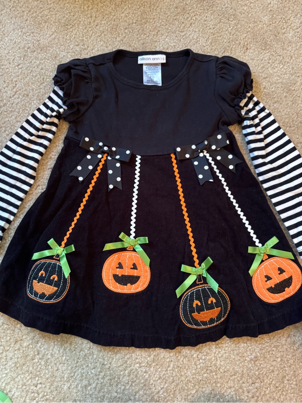 Black & Orange Pumpkin Halloween Kids Costume Dress